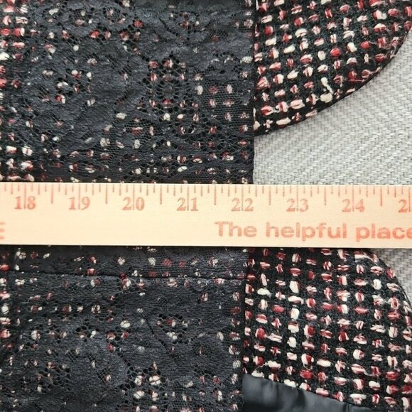 Tape Measure Women's Tweed Jacket Blazer 3-Button Port and Black Lace Gothcore - Picture 15 of 16